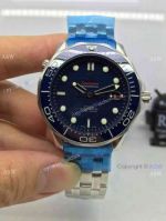 Grade 1A Omega Replica Watches James Bond Blue Ceramic Blue Dial